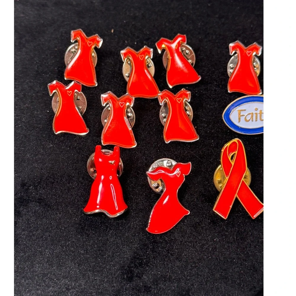 Awareness Ribbon & Red Dress Pin Lot – Breast‎ Cancer, Heart Health, Prostate